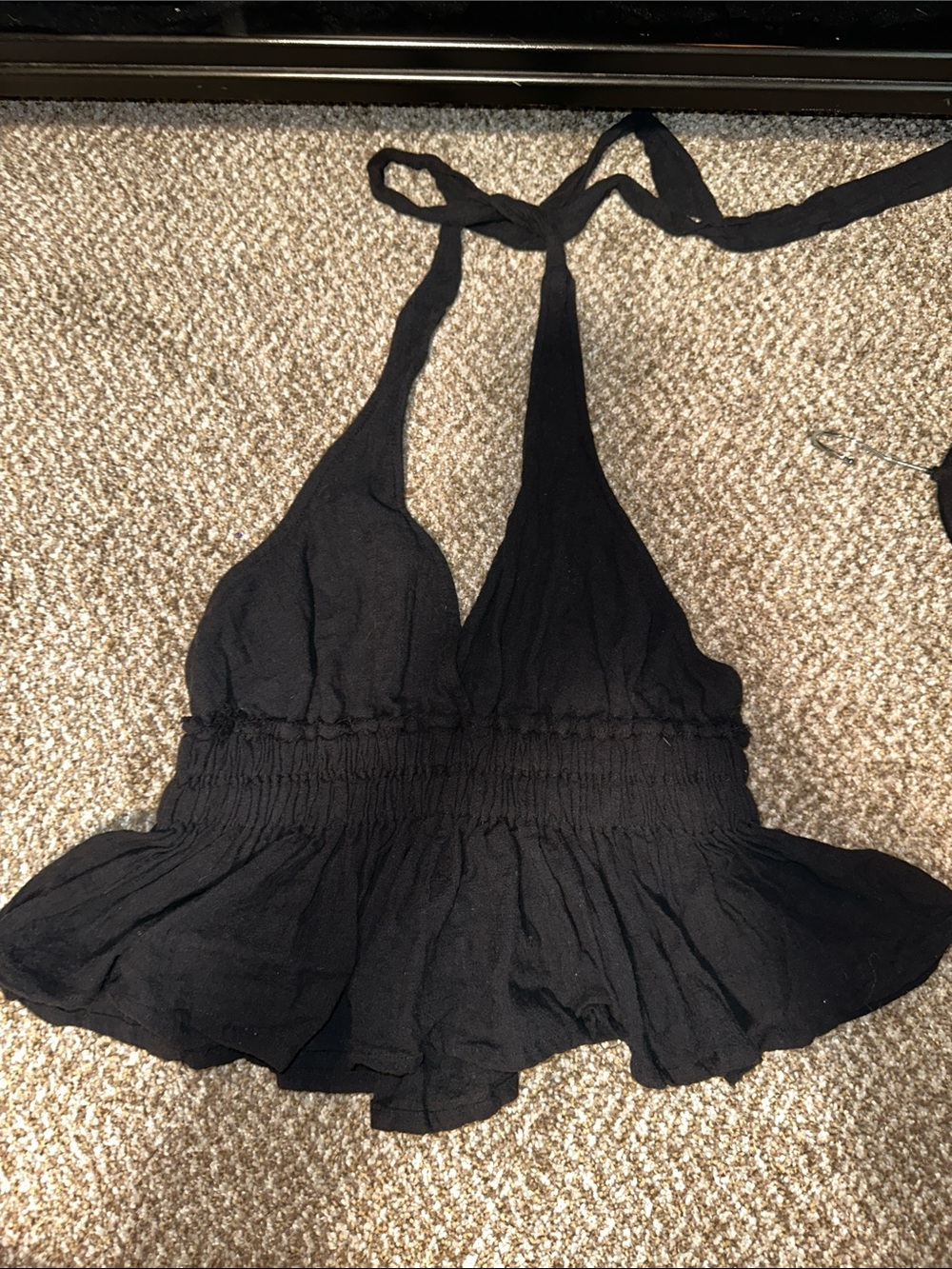 Black Halter Peplum Top